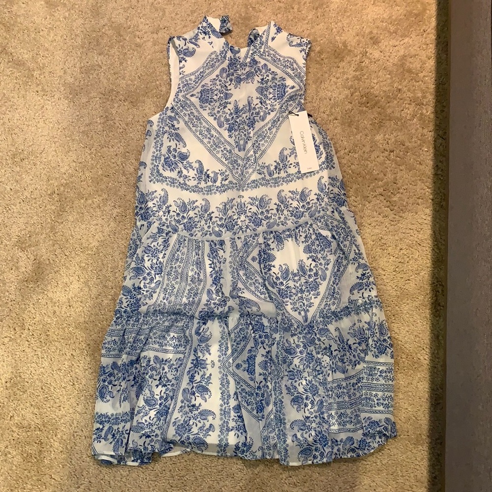 Calvin Klein blue and white dress